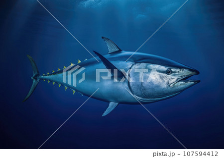 Graceful Bluefin Tuna Swimming in Solitude 107594412