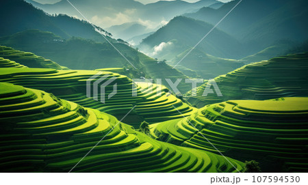 The green rice field terrace of Mu Cang Chai Vietnam 107594530