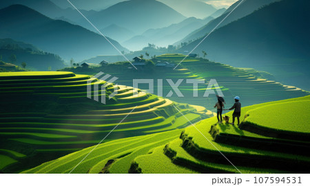 The green rice field terrace of Mu Cang Chai Vietnam 107594531