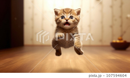 Playful Kitty Leaping with Joy Playful Kitty Leaping with Joy 107594604