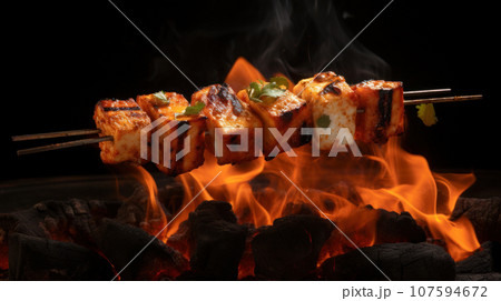 Close-up PANEER TIKKA Indian food Close-up PANEER TIKKA Indian food 107594672