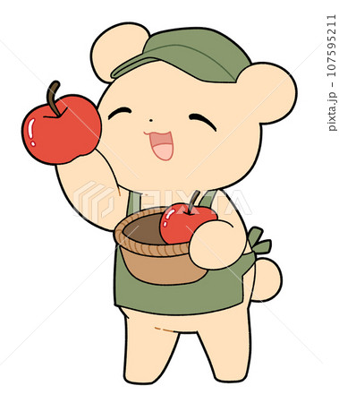 リンゴを持つくまのイラスト素材 [107595211] - PIXTA