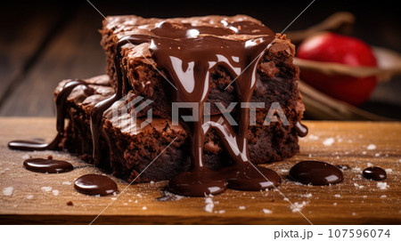 Close-up brownies home make on the wooden background 107596074