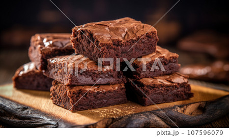 Close-up brownies home make on the wooden background 107596079