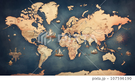 Illustration of world map 107596190