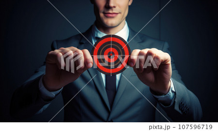 Business man holding darts board 107596719