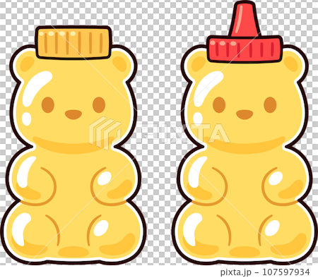 Cute cartoon bear shaped honey bottles 107597934