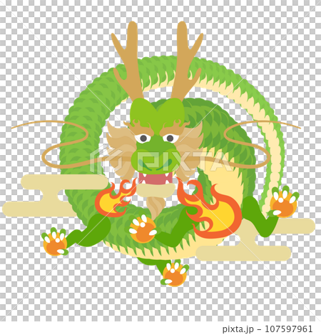 東洋の伝統的な竜のデザインのイラスト 107597961