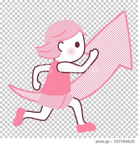 Illustration of a girl running with upward aspirations Illustration of a girl running with upward aspirations 107598620