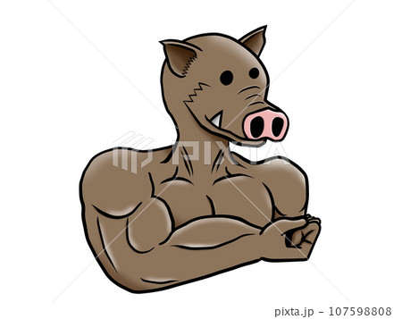 マッチョ猪_右向き マッチョ猪_右向き 107598808