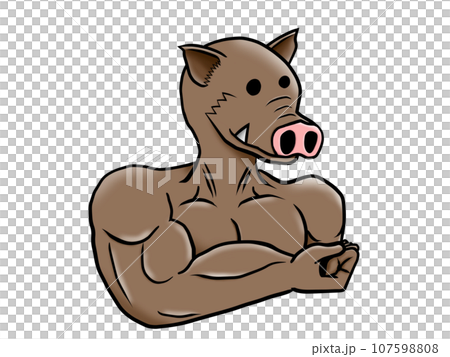 マッチョ猪_右向き マッチョ猪_右向き 107598808