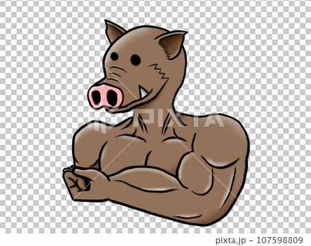 マッチョ猪_左向き マッチョ猪_左向き 107598809