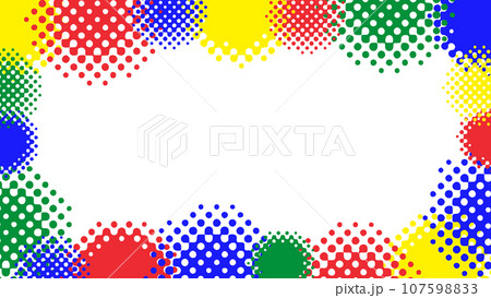 ビビットカラフルなふわふわハーフトーンフレーム　16：9 107598833