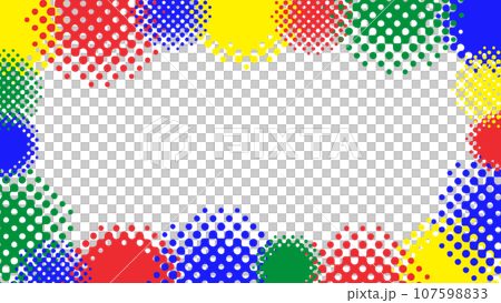 ビビットカラフルなふわふわハーフトーンフレーム　16：9 107598833