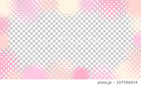 Cute pink fluffy halftone frame 16:9 107598834