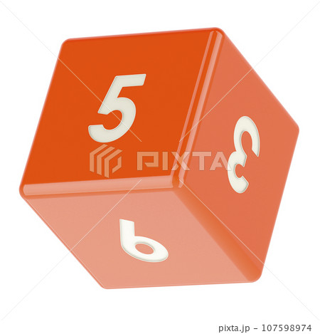 Red die, six sides dice. 3D rendering Red die, six sides dice. 3D rendering 107598974