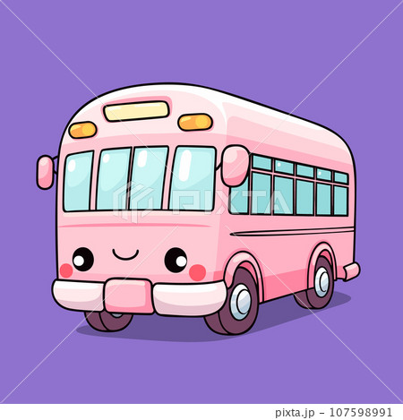 Kawaii Bus Clipart - Adorable Transportation Illustration 107598991