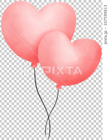 Cute pink heart shaped balloon watercolor illustration Cute pink heart shaped balloon watercolor illustration 107599813