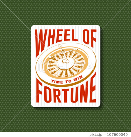 Wheel of fortune print, sticker, logo, badge with roulette silhouette. Vector illustration. Classic casino play-roulette with ball. For gambling industry, sport lottery services, icons, web pages Wheel of fortune print, sticker, logo, badge with roulette silhouette. Vector illustration. Classic casino play-roulette with ball. For gambling industry, sport lottery services, icons, web pages 107600049