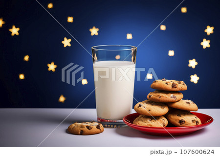 A treat for Santa Claus. Milk and cookies for St. Nicholas. 107600624