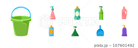 Home Cleaning Tools and Household Cleanup Object Vector Set Home Cleaning Tools and Household Cleanup Object Vector Set 107601492