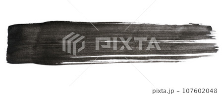 Watercolor brush stroke of black paint, on a white isolated background 107602048