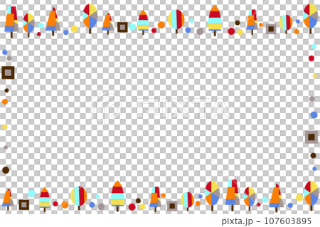 Colorful frame of winter wood with jagged edges 107603895