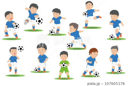 サッカー選手　イラストセット 107605176