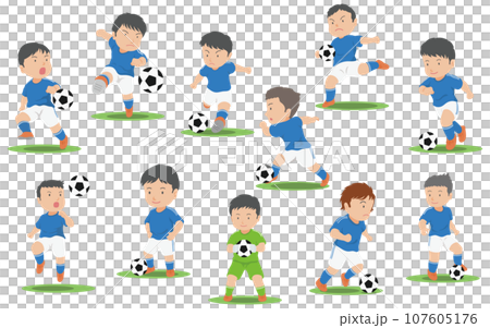 サッカー選手　イラストセット 107605176