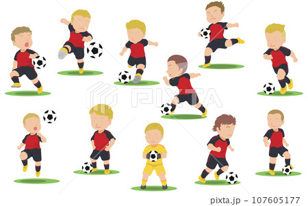 サッカー選手　イラストセット 107605177