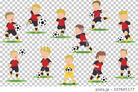 サッカー選手　イラストセット 107605177
