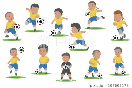 サッカー選手　イラストセット 107605178