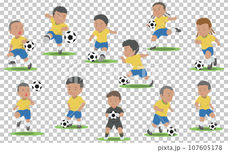 サッカー選手　イラストセット 107605178