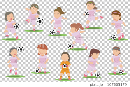 Female soccer player illustration set 107605179