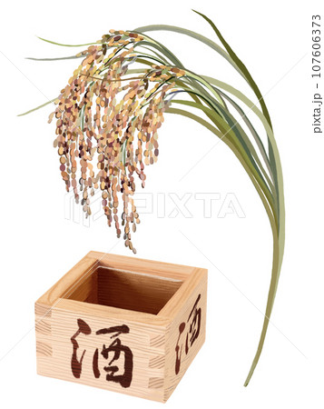 稲穂と升酒 稲穂と升酒 107606373