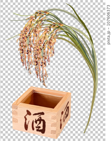 稲穂と升酒 稲穂と升酒 107606373