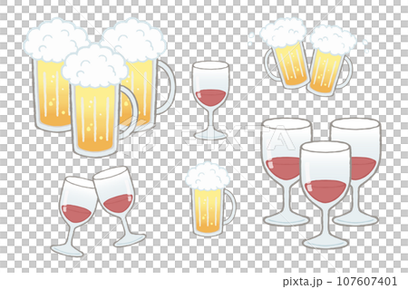 生ビールとグラスワイン色々つめあわせセット 生ビールとグラスワイン色々つめあわせセット 107607401