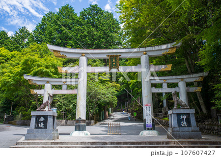 三峯神社　三ツ鳥居　真夏の風景　秩父市　 107607427