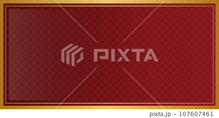 濃い赤とゴールドの背景　格子柄模様 107607461