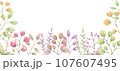 水彩で描いたカラフルな植物の背景フレーム 107607495