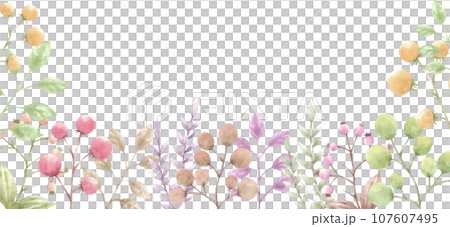 Colorful plant background frame painted in watercolor Colorful plant background frame painted in watercolor 107607495
