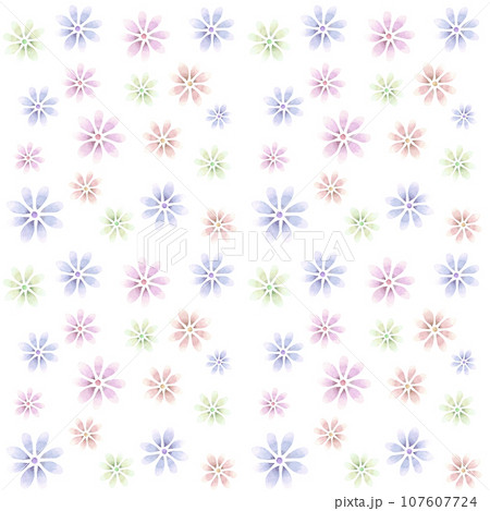 白いバックのカラフルな花柄パターン 白いバックのカラフルな花柄パターン 107607724
