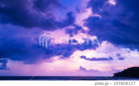 Nature landscape beautiful Light Sunset or sunrise over sea, Colorful scenery Sky,Amazing sky colorful light cloud background 107608127