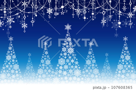 雪の結晶クリスマスツリー_青_横3 雪の結晶クリスマスツリー_青_横3 107608365