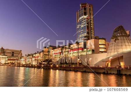 大阪府、さきしまコスモタワーとアジア太平洋トレードセンターの夕景 大阪府、さきしまコスモタワーとアジア太平洋トレードセンターの夕景 107608569
