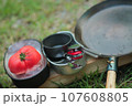冷やしトマトを楽しみに野外料理の準備 107608805