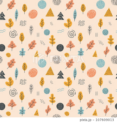 秋のニュアンスシームレスパターン素材 107609013