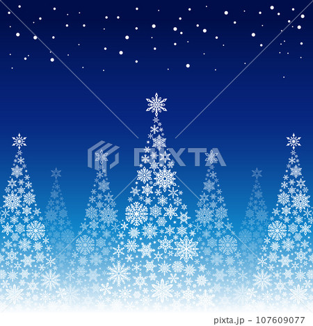 雪の結晶クリスマスツリー_青_正方形1 雪の結晶クリスマスツリー_青_正方形1 107609077