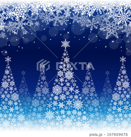 雪の結晶クリスマスツリー_青_正方形2 雪の結晶クリスマスツリー_青_正方形2 107609078
