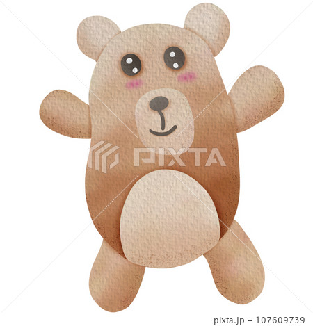 Brown bear cartoon drawing on paper texture 107609739